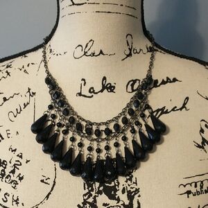 Elegant Black Bib Necklace